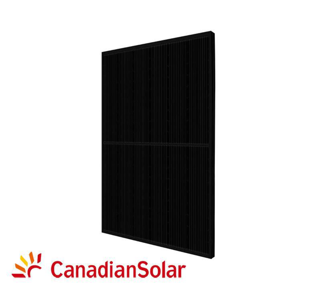Black solar panel with Canadian Solar logo.